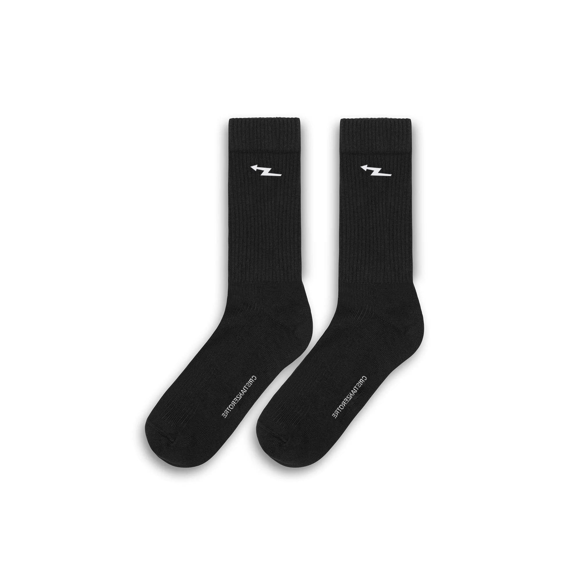 Black socks with lightning logo