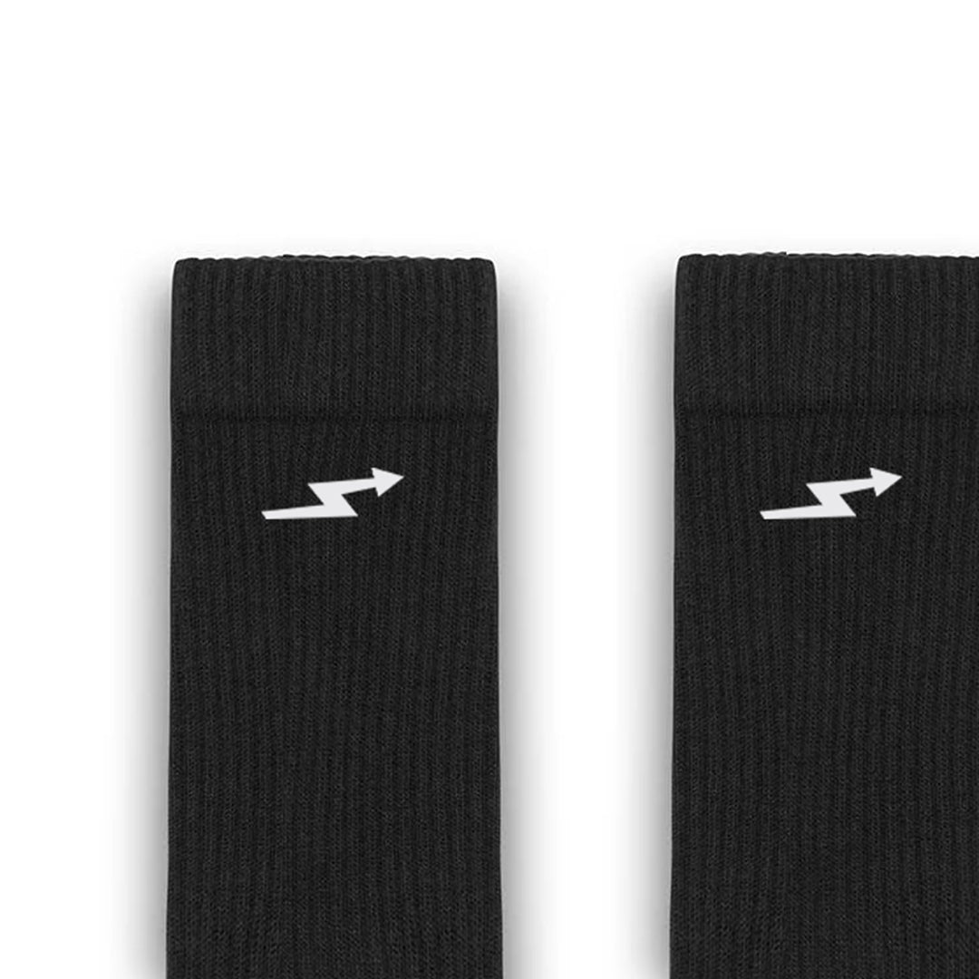 Black socks with lightning logo
